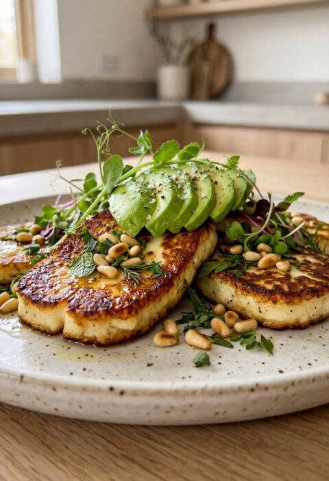 Halloumi bakken in een koekenpan die goed heet is