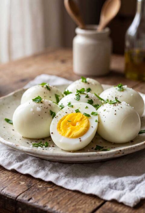 Hardgekookt ei koken in een pan met ruim water