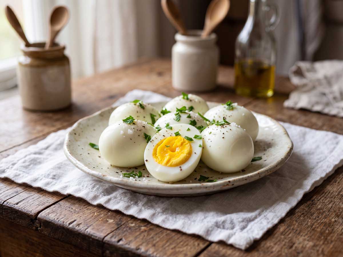 Hardgekookt ei koken in een pan met ruim water