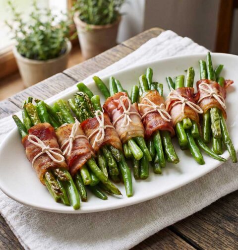 Haricots verts met spek maken in een koekenpan