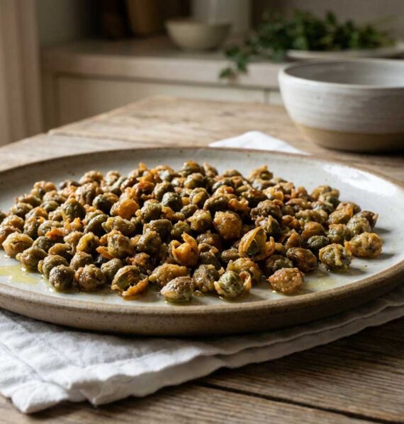 Kappertjes bakken in een friteuse met olie