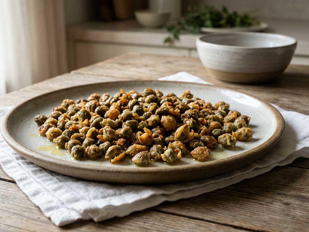 Kappertjes bakken in een friteuse met olie
