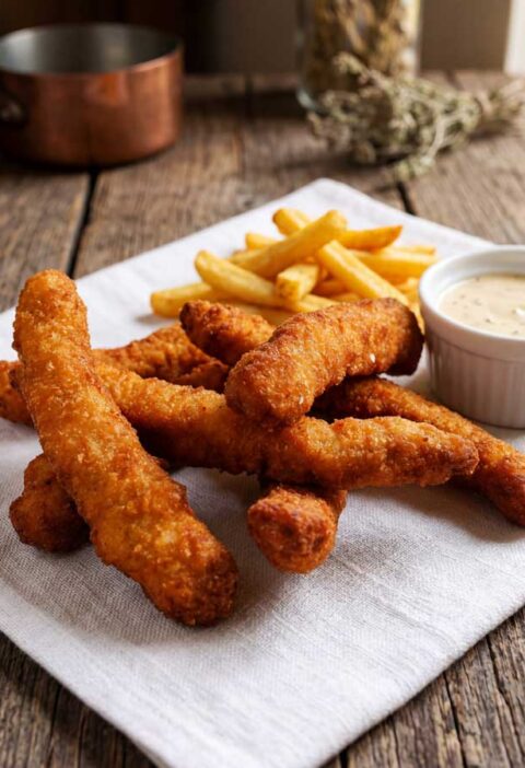Kipfingers frituren in een friteuse