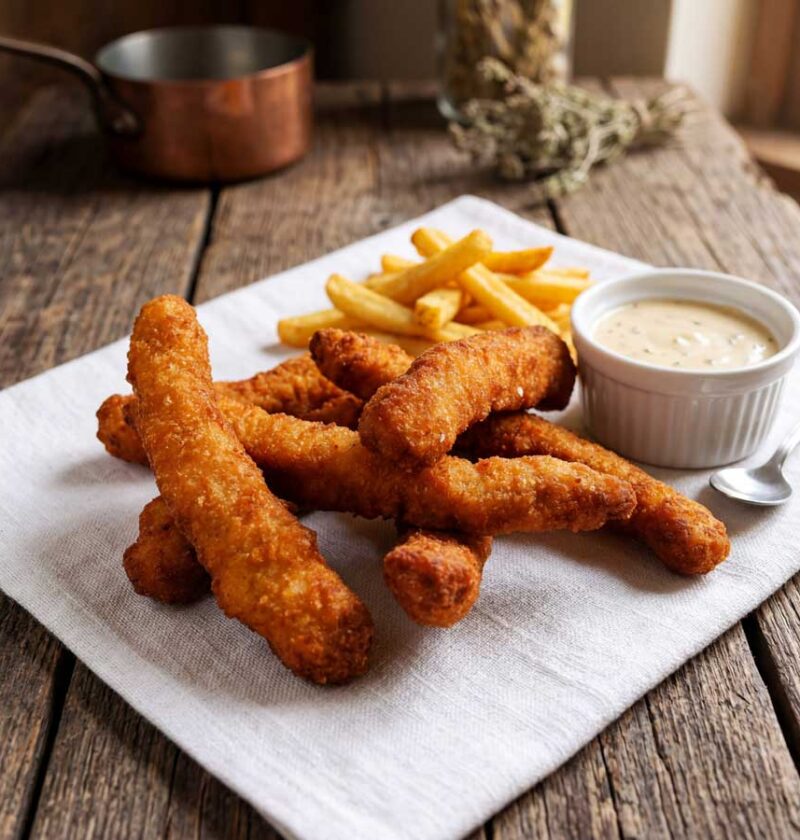 Kipfingers frituren in een friteuse