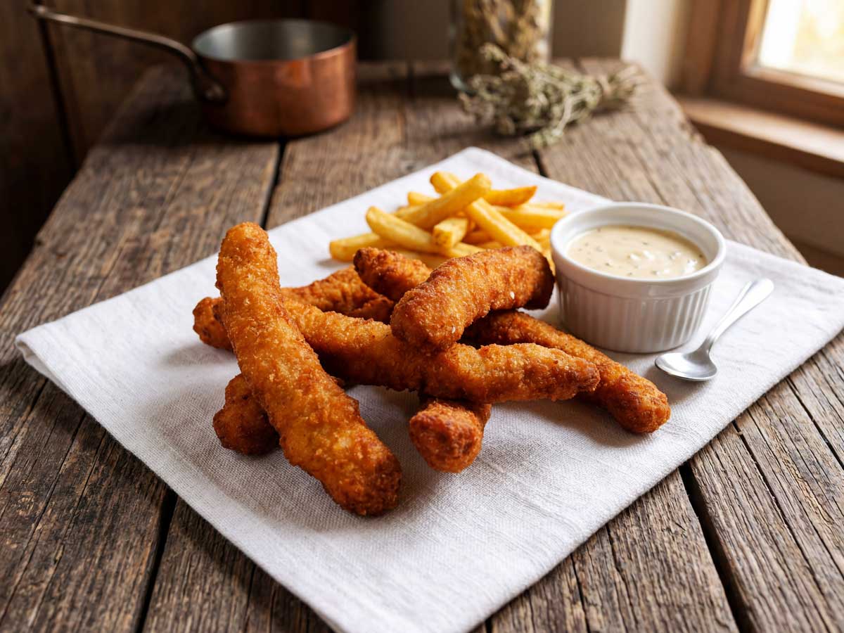 Kipfingers frituren in een friteuse