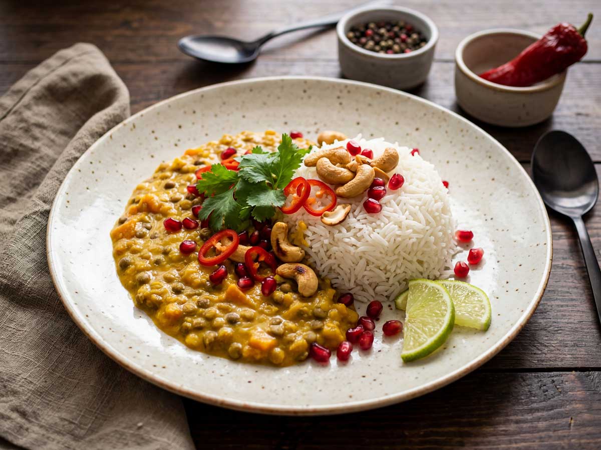 Linzencurry met rijst maken