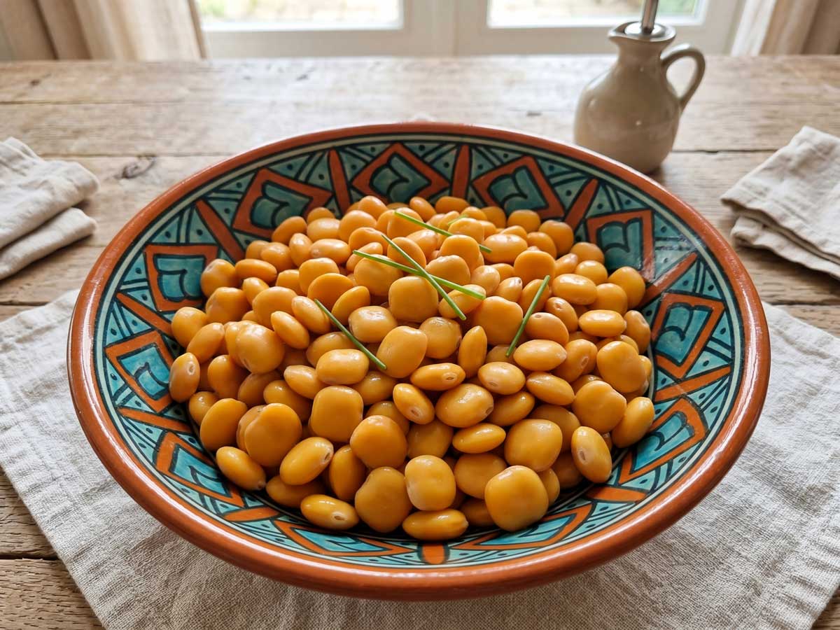 Lupinebonen koken, maar je moet ze eerst weken