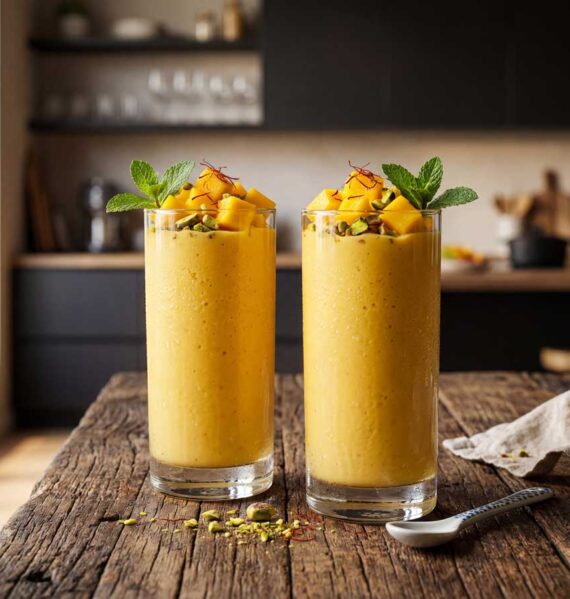 Mango lassi maken met vers gepureerd vruchtvlees
