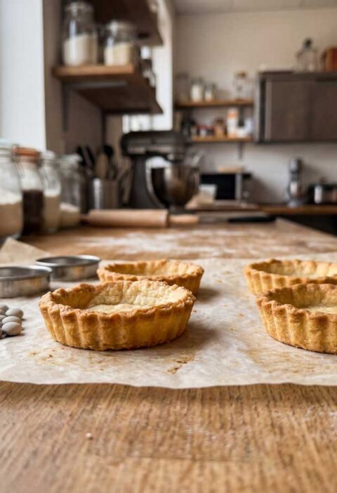 Mini taartbakjes maken in een voorverwarmde oven op 180 graden