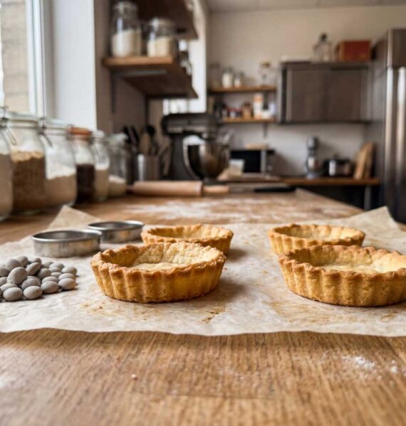 Mini taartbakjes maken in een voorverwarmde oven op 180 graden