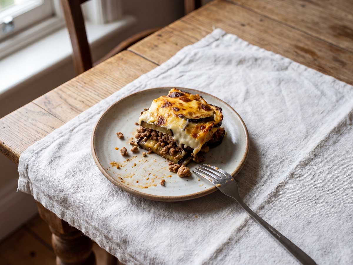 Moussaka opwarmen in een oven