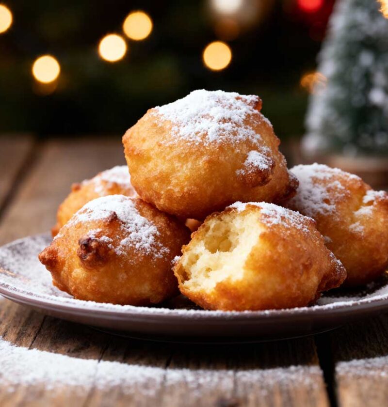 Oliebollen opwarmen in een voorverwarmde oven op 180 graden