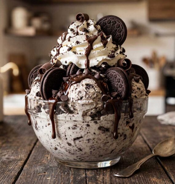 Oreo-ijs maken in een ijsmachine