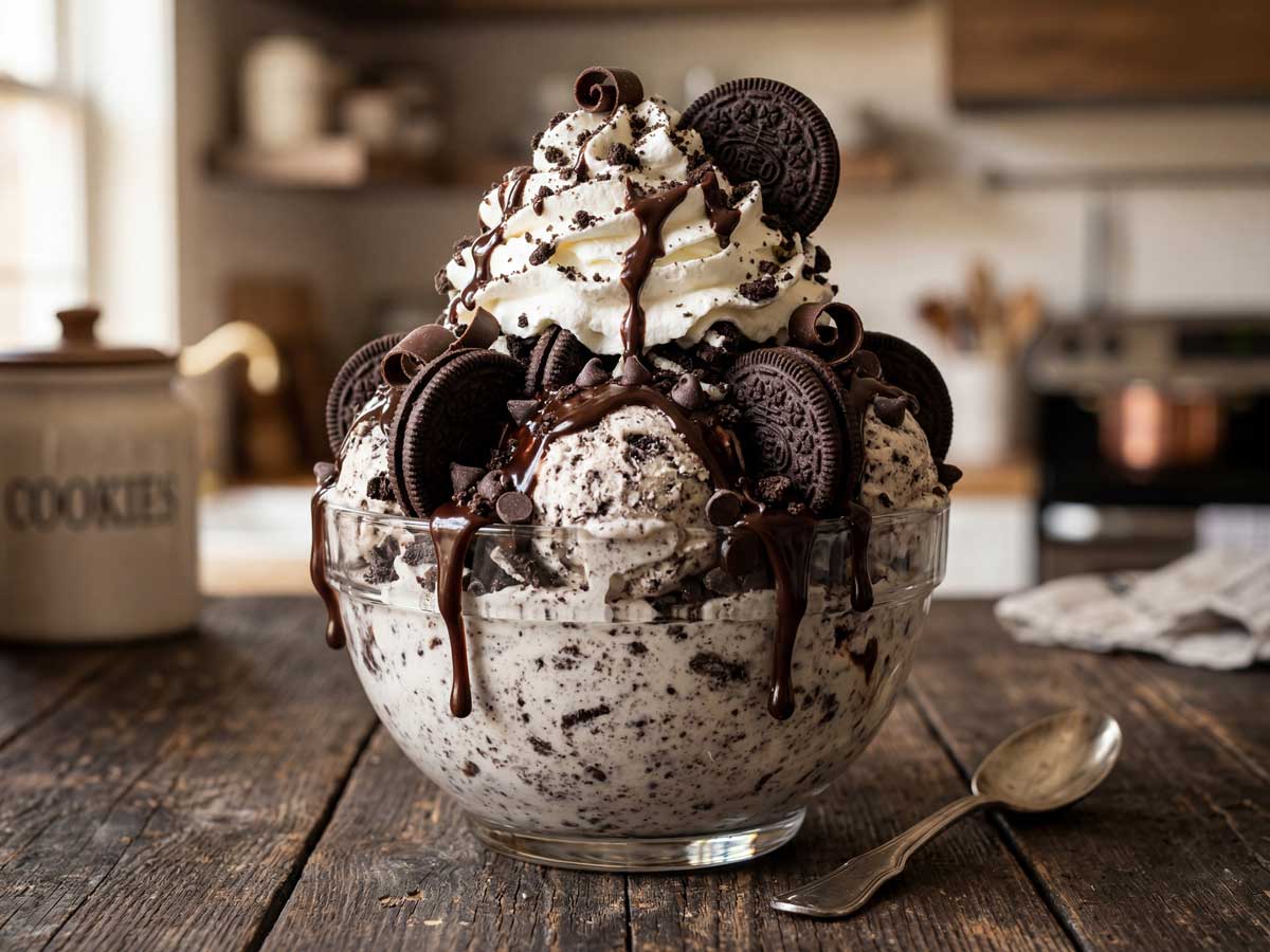 Oreo-ijs maken in een ijsmachine
