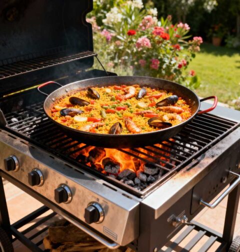 Paella van de BBQ