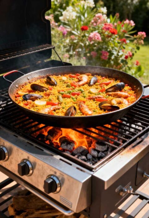 Paella van de BBQ