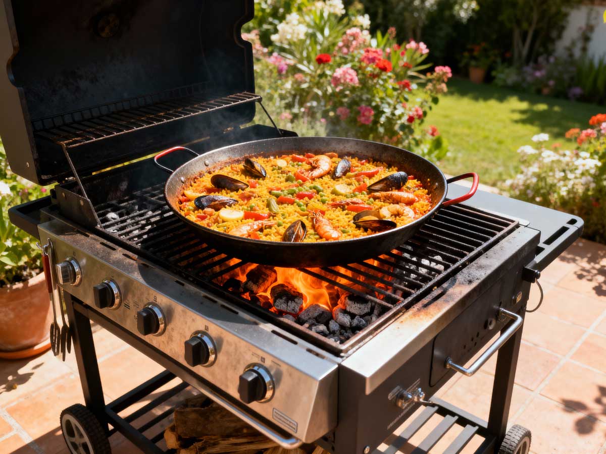 Paella van de BBQ