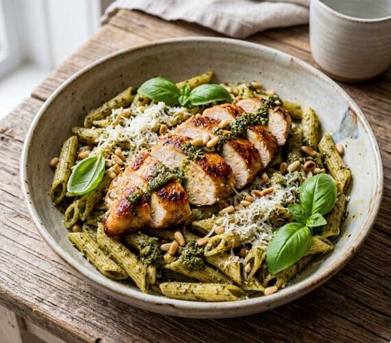 Pasta pesto met kip maken