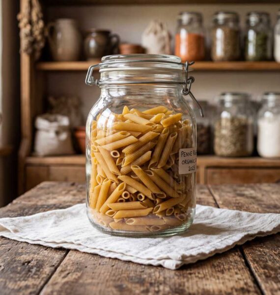 Penne koken in 4 liter water met een eetlepel zout