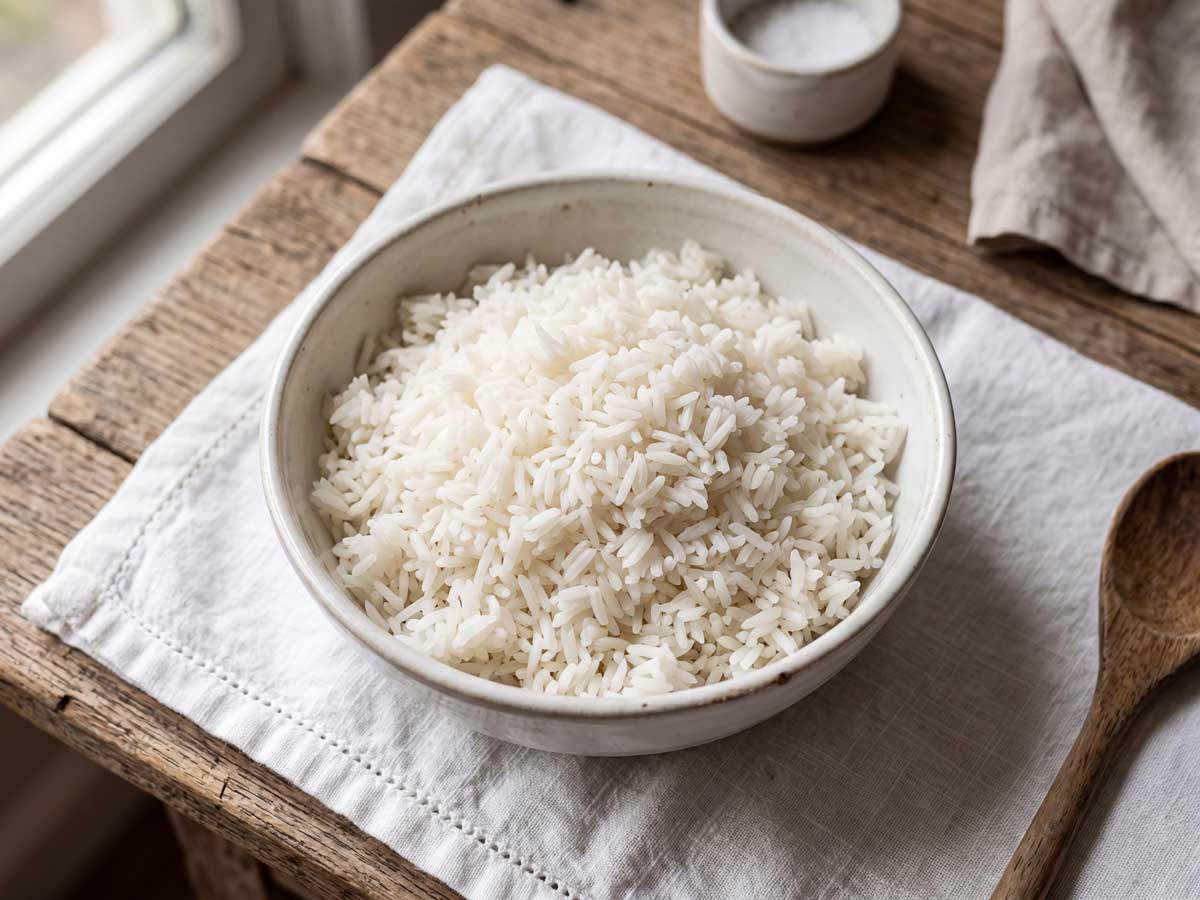 Rijst opwarmen in een gewone pan