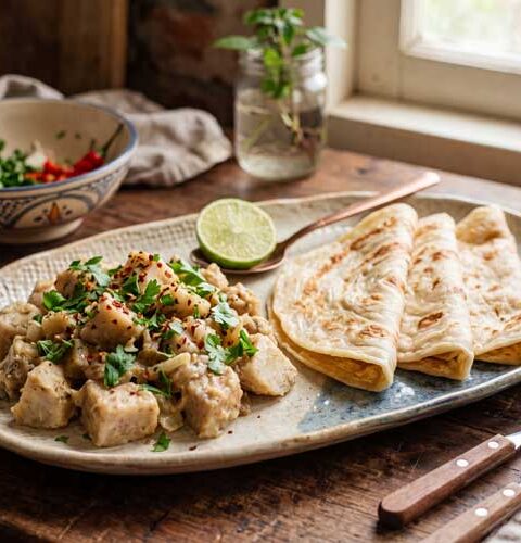 Sada Eddoes met Roti maken