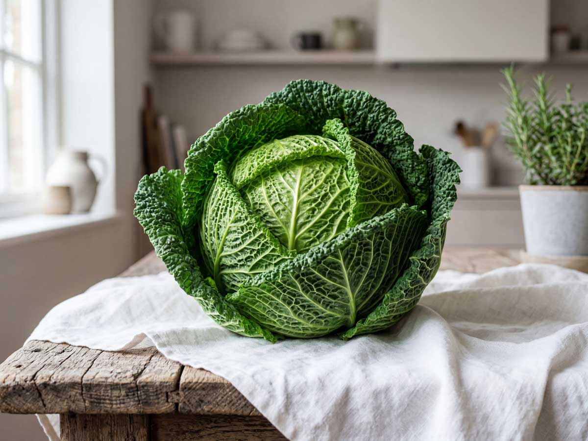 Savooiekool koken in ruim water met een theelepeltje zout