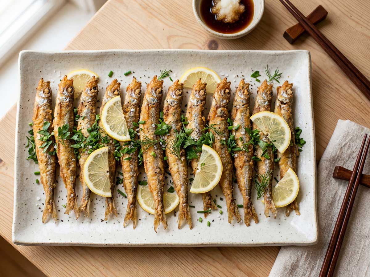 Shishamo bakken in een koekenpan met antiaanbaklaag