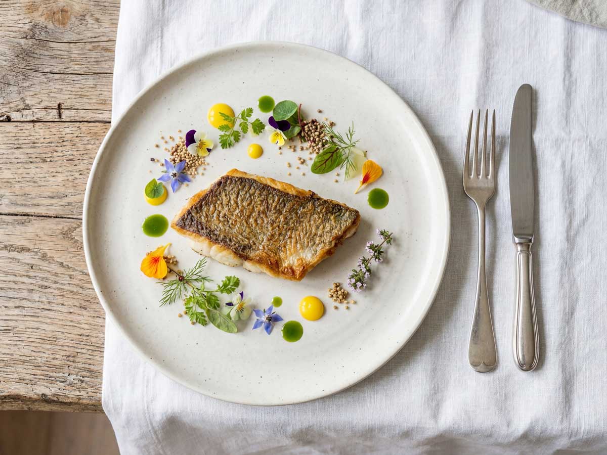 Snoekbaars bakken in een koekenpan met dikke bodem