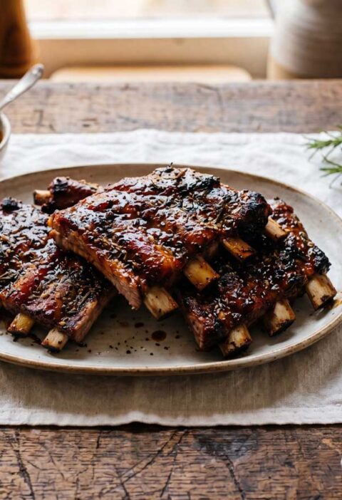 Spareribs opwarmen in een voorverwarmde oven op 150 graden
