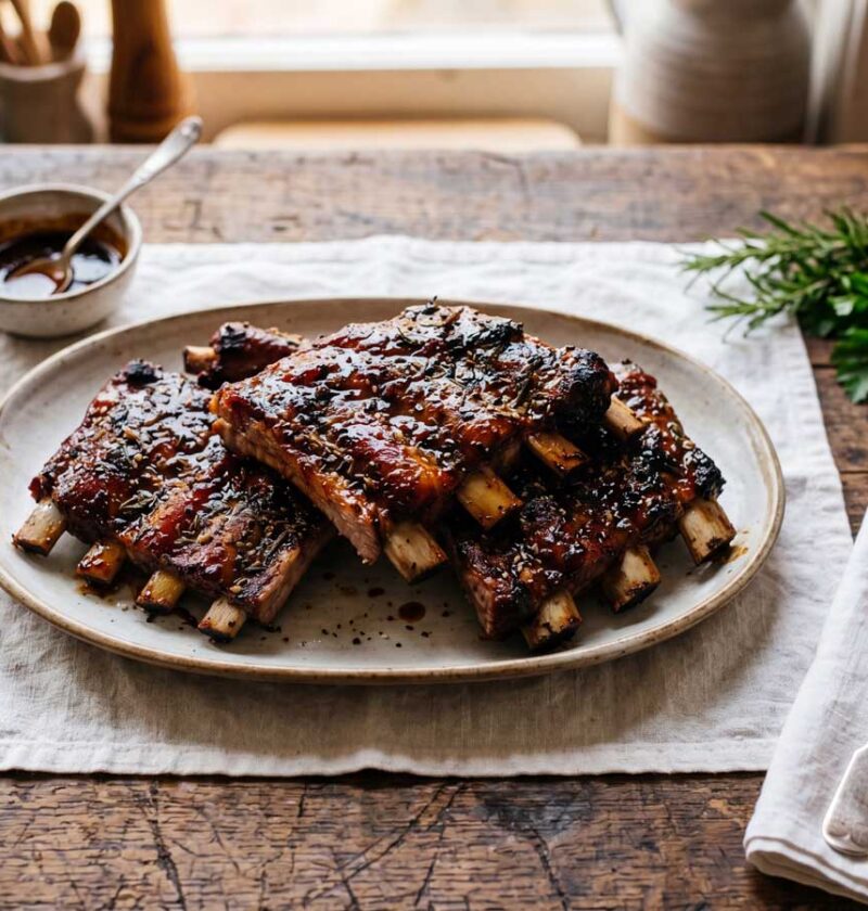Spareribs opwarmen in een voorverwarmde oven op 150 graden
