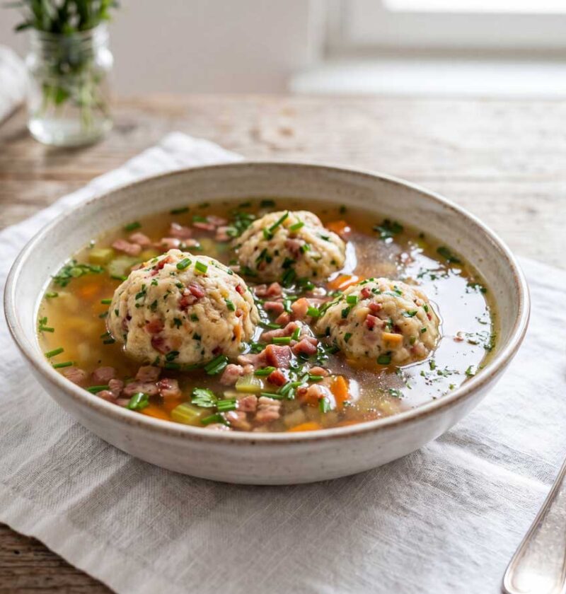Speckknödelsuppe maken zoals we dat in Tirol doen