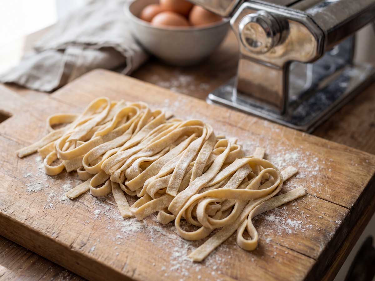 Tagliatelle koken in een pan met zout en water