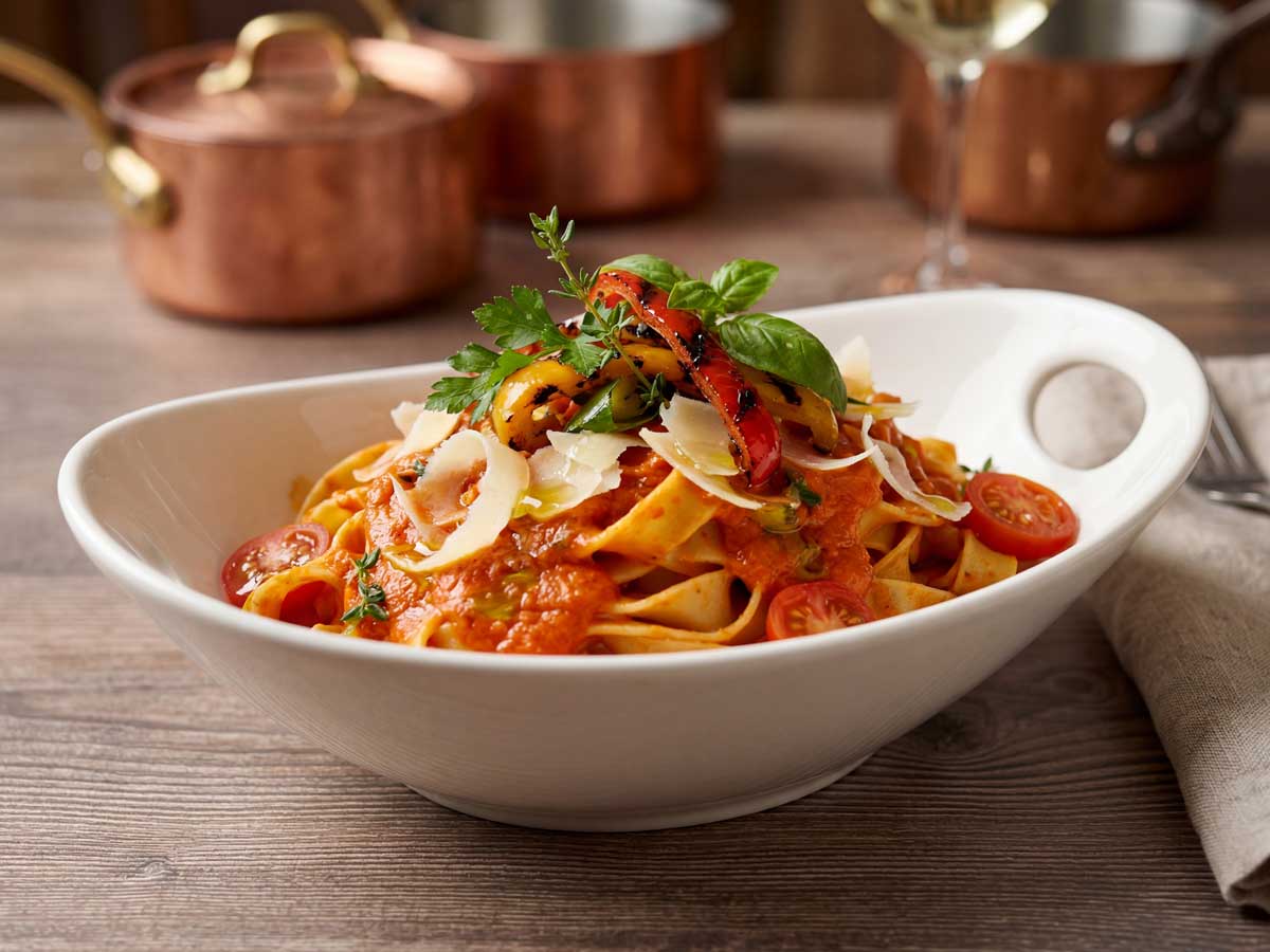 Tagliatelle met paprikasaus maken
