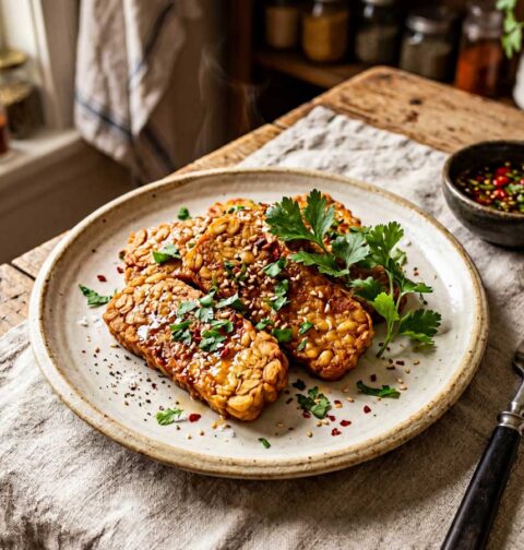 Tempeh bakken in een gewone koekenpan