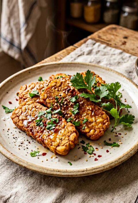 Tempeh bakken in een gewone koekenpan