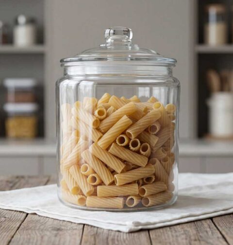 Tortiglioni koken in water met een eetlepel zout