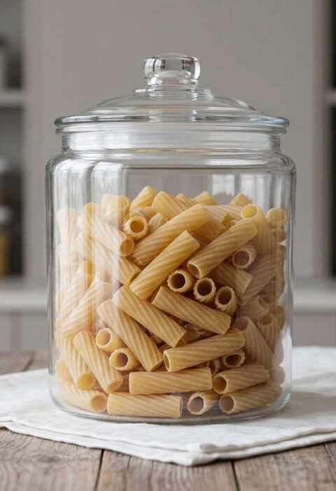 Tortiglioni koken in water met een eetlepel zout