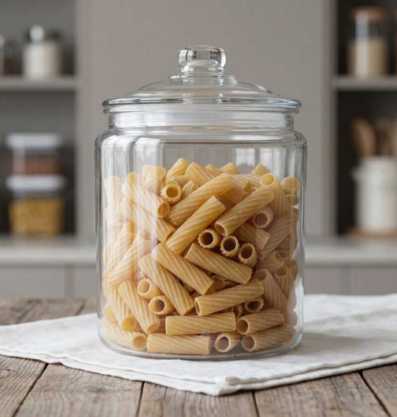 Tortiglioni koken in water met een eetlepel zout