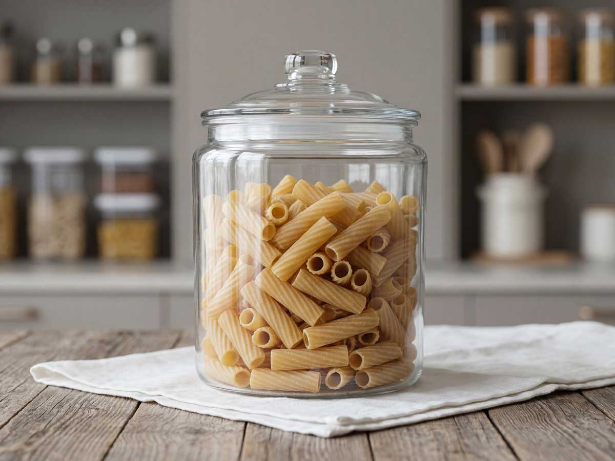 Tortiglioni koken in water met een eetlepel zout