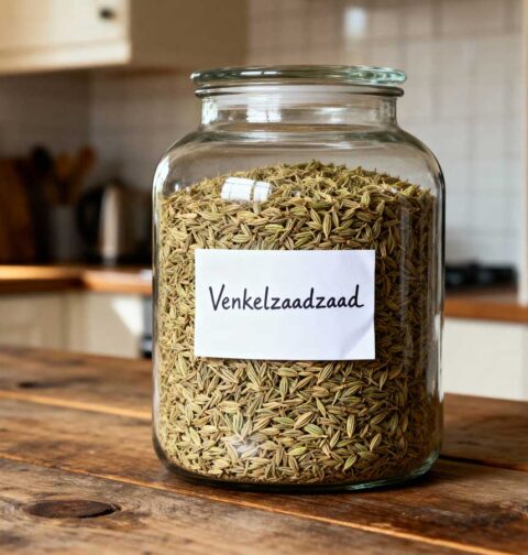 Venkelzaad roosteren in een droge koekenpan