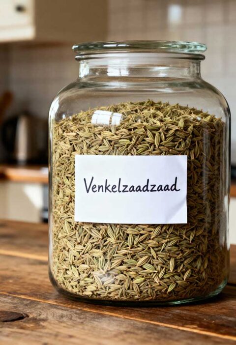 Venkelzaad roosteren in een droge koekenpan