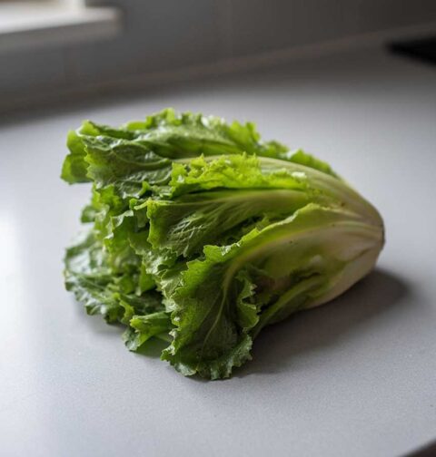 Een mooie krop andijvie, die straks gesneden en gekookt gaat worden.