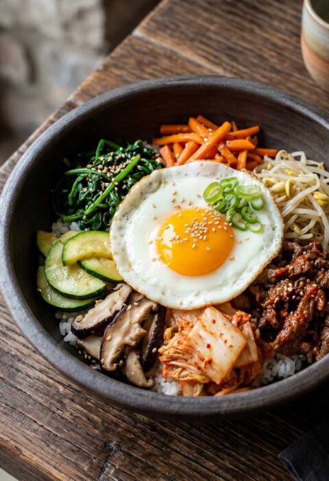 Bibimbap maken, met o.a. een spiegelei