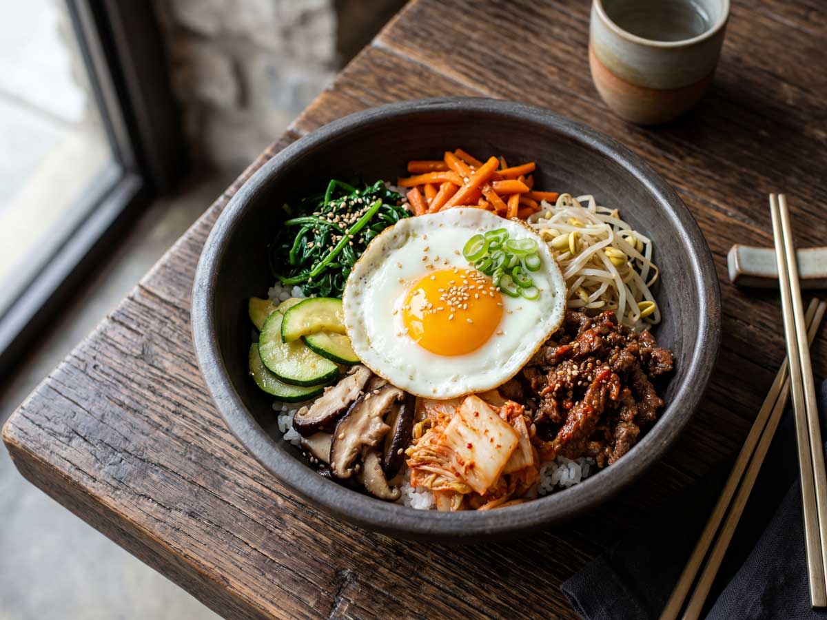 Bibimbap maken, met o.a. een spiegelei