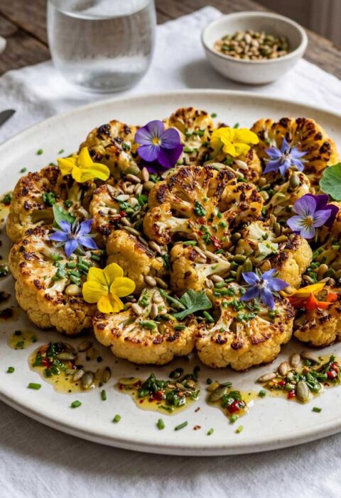 Bloemkool bakken in een gietijzeren koekenpan