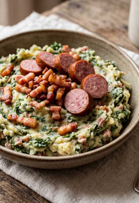 Boerenkool koken in een gewone pan, maak er stamppot van