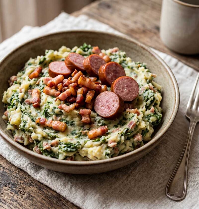 Boerenkool koken in een gewone pan, maak er stamppot van