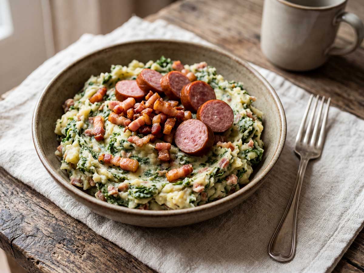 Boerenkool koken in een gewone pan, maak er stamppot van