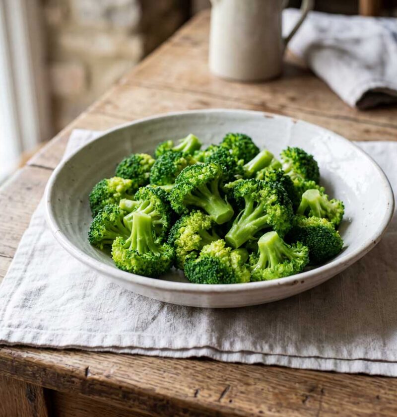 Broccoli opwarmen in een koekenpan met deksel