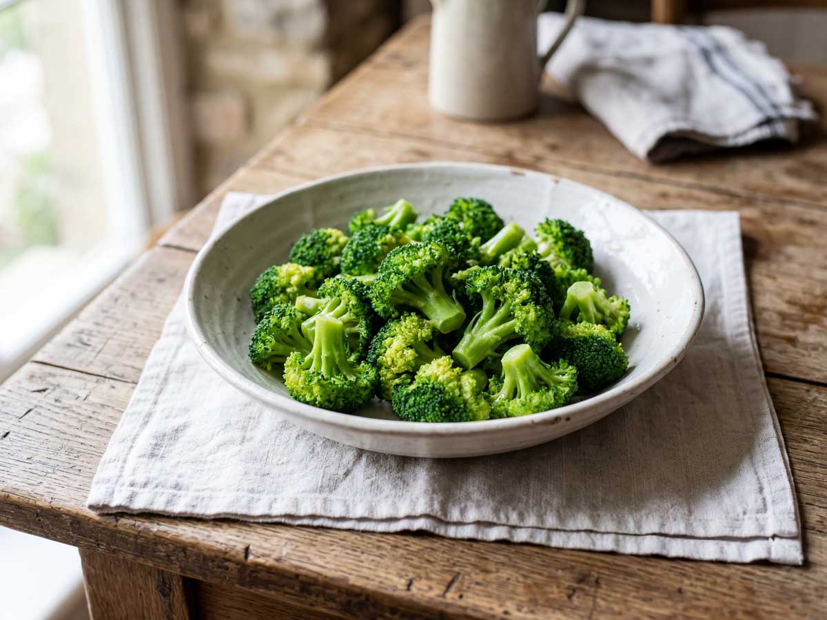 Broccoli opwarmen in een koekenpan met deksel